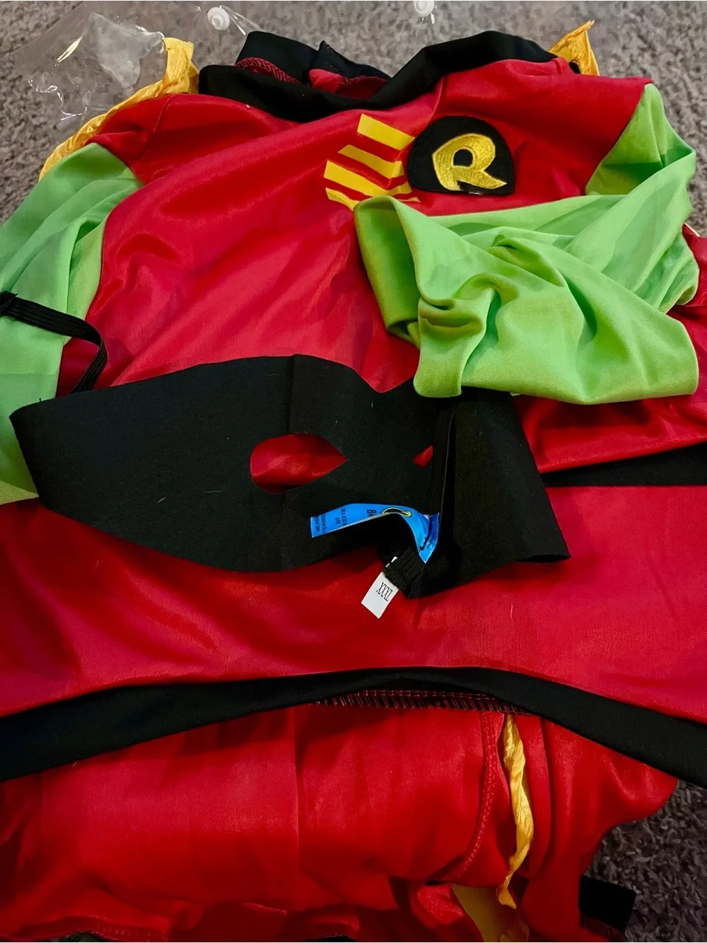 Batman Robin Dog Costume - Red, Green & Yellow Accents